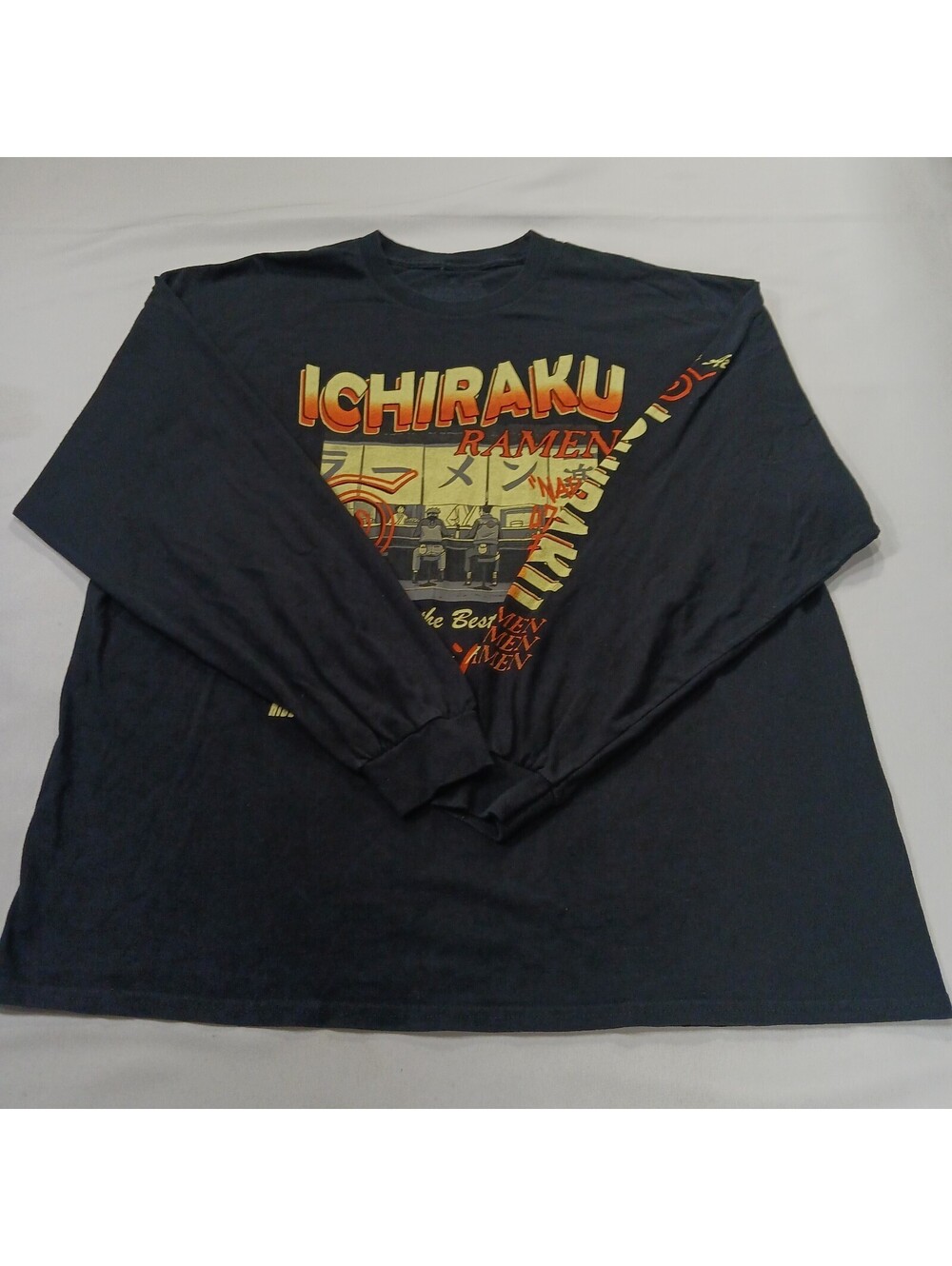 Naruto Shippuden Ichiraku Ramen Shop Long Sleeve Black Graphic T-Shirt Men's 2X